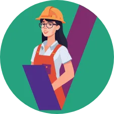 Icon of a worker with a hardhat and clipboard, symbolizing VIP's professional submetering expertise.