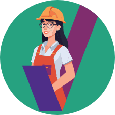 Icon of a worker with a hardhat and clipboard, symbolizing VIP's professional submetering expertise.